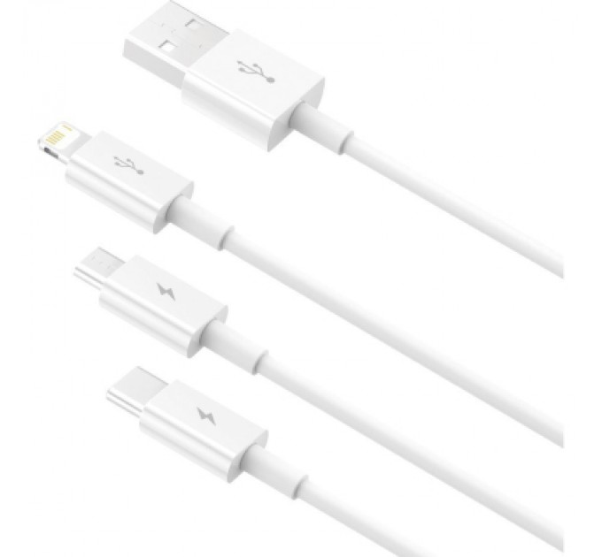 Baseus Дата кабель USB 2.0 AM to Lightning + Micro 5P + USB-C 1.5m 3.5A white Baseus (CAMLTYS-02)