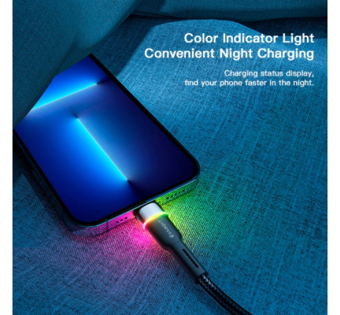 Essager Дата кабель USB 2.0 AM to Lightning 2.0m 2.4A LED black Essager (EXCL-XCDA01)