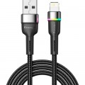 Essager Дата кабель USB 2.0 AM to Lightning 2.0m 2.4A LED black Essager (EXCL-XCDA01)