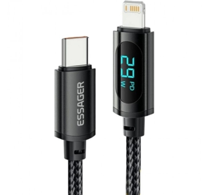 Essager Дата кабель USB-C to Lightning 1.0m 29W LED black Essager (EXCTL-XY01-P)