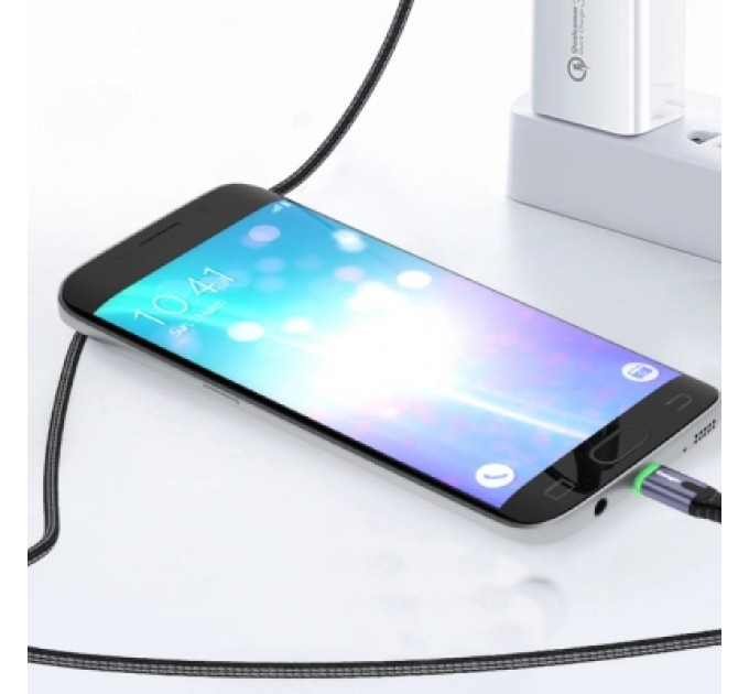 Essager Дата кабель USB 2.0 AM to USB-C 2.0m 3A LED black Essager (EXCT-XGA0G)