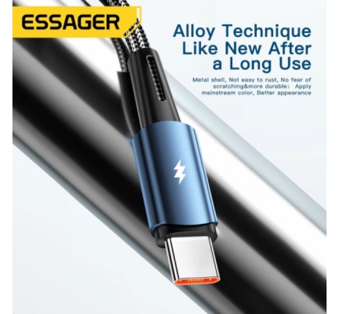 Essager Дата кабель USB 2.0 AM to USB-C 1.0m 120W blue Essager (EXC120-CG03-P)