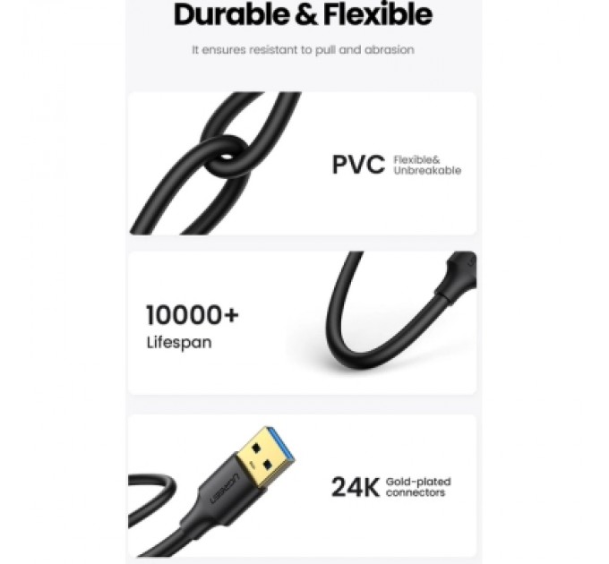Ugreen Дата кабель USB 3.0 AM/AM 2.0m US128 black Ugreen (10371)
