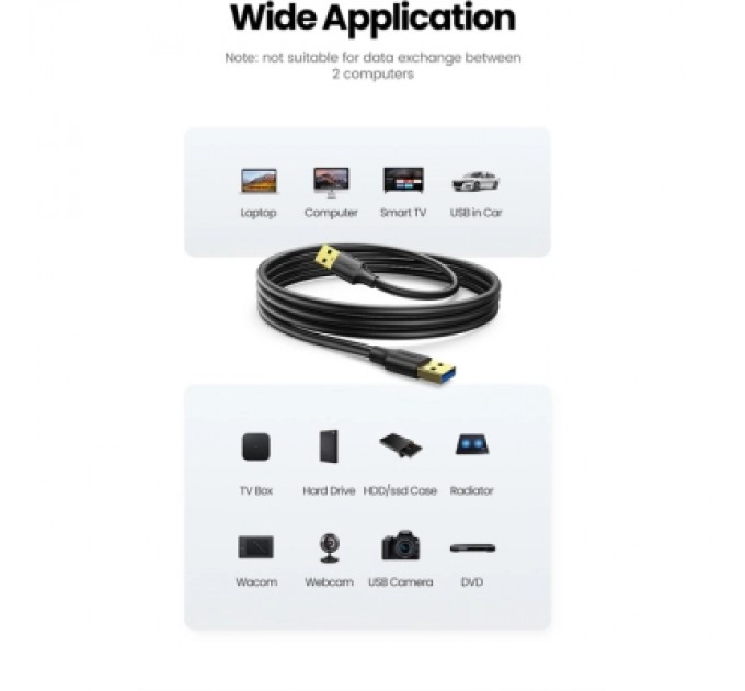Ugreen Дата кабель USB 3.0 AM/AM 2.0m US128 black Ugreen (10371)