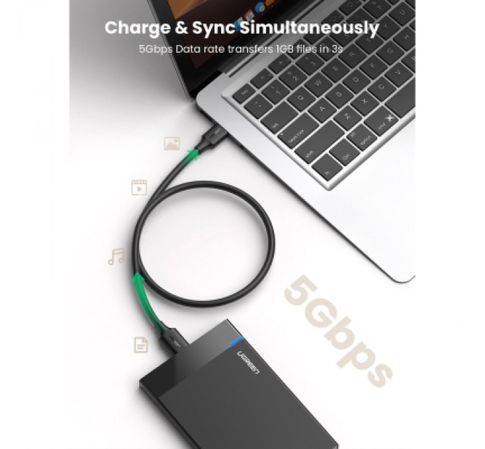 Ugreen Дата кабель USB 3.0 AM to Micro B 0.5m US130 black Ugreen (10840)