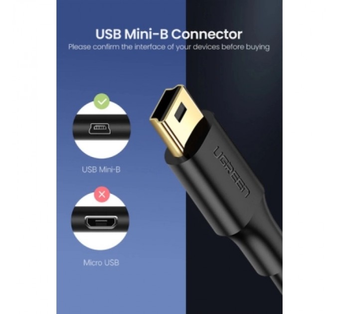 Ugreen Дата кабель USB 2.0 AM to Mini 5P 1.0m US132 black Ugreen (10355)