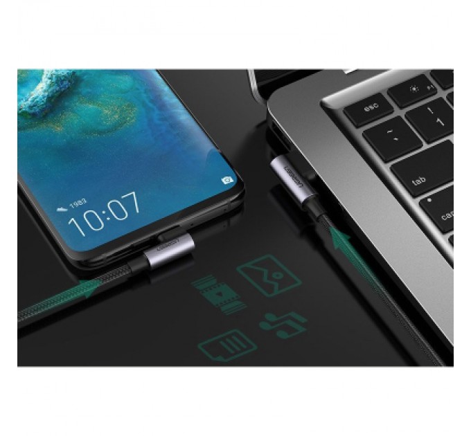 Ugreen Дата кабель USB 2.0 AM to USB-C 0.5m 3A 90° corner US176 black Ugreen (20855)