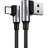 Дата кабель USB 2.0 AM to USB-C 0.5m 3A 90° corner US176 black Ugreen (20855)