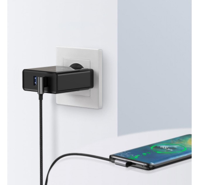 Ugreen Дата кабель USB 2.0 AM to USB-C 2.0m 3A 90° corner US176 black Ugreen (20857)