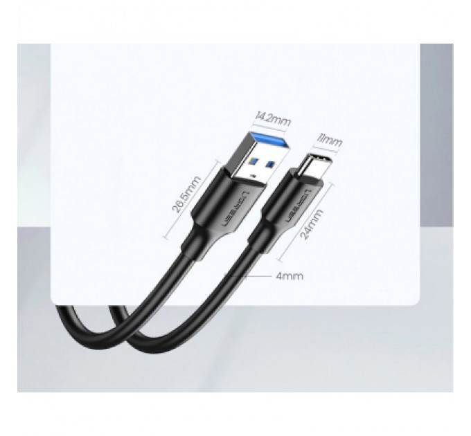 Ugreen Дата кабель USB 3.0 AM to USB-C 0.5m 3A US184 black Ugreen (20881)