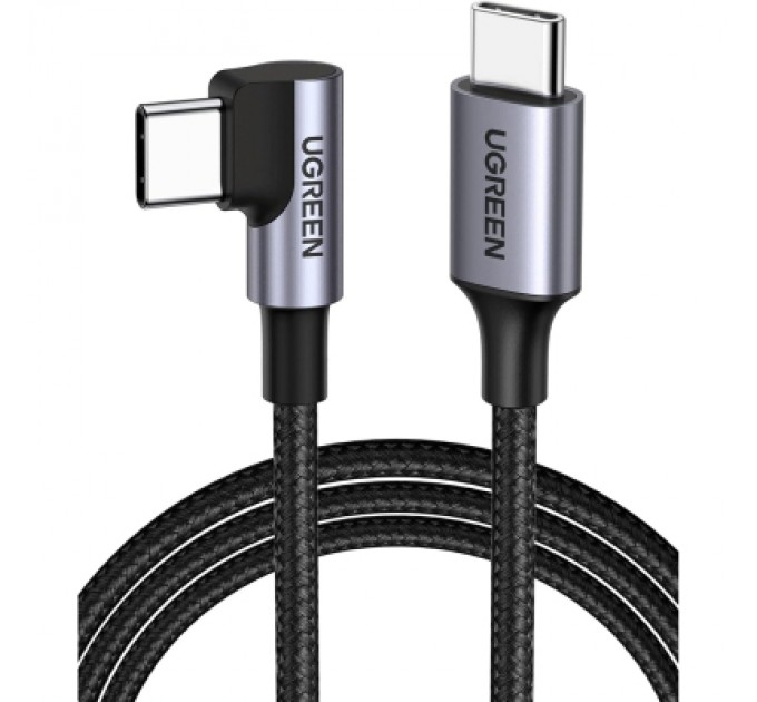 Ugreen Дата кабель USB-C to USB-C 0.5m 3A 60W 90° corner US255 black/gray Ugreen (50122)