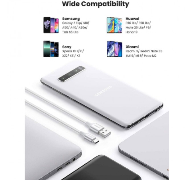Ugreen Дата кабель USB 2.0 AM to USB-C 0.5m 3A US288 white Ugreen (60130)