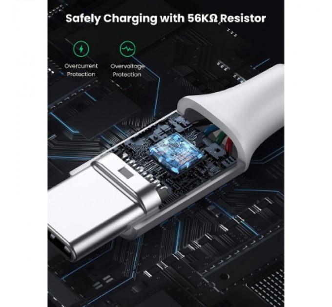 Ugreen Дата кабель USB 2.0 AM to USB-C 0.5m 3A US288 white Ugreen (60130)