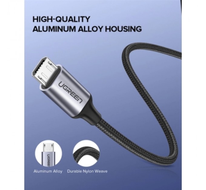 Ugreen Дата кабель USB 2.0 AM to Micro 5P 1.5m 2A US290 black Ugreen (60147)