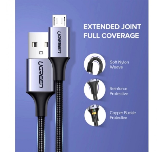 Ugreen Дата кабель USB 2.0 AM to Micro 5P 1.5m 2A US290 black Ugreen (60147)