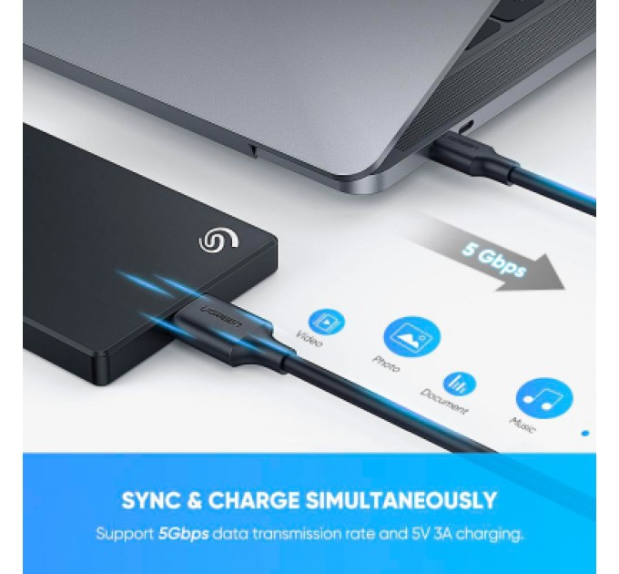 Ugreen Дата кабель USB-C 3.1 to Micro USB 3.0 1.0m 3A US312 black Ugreen (20103)