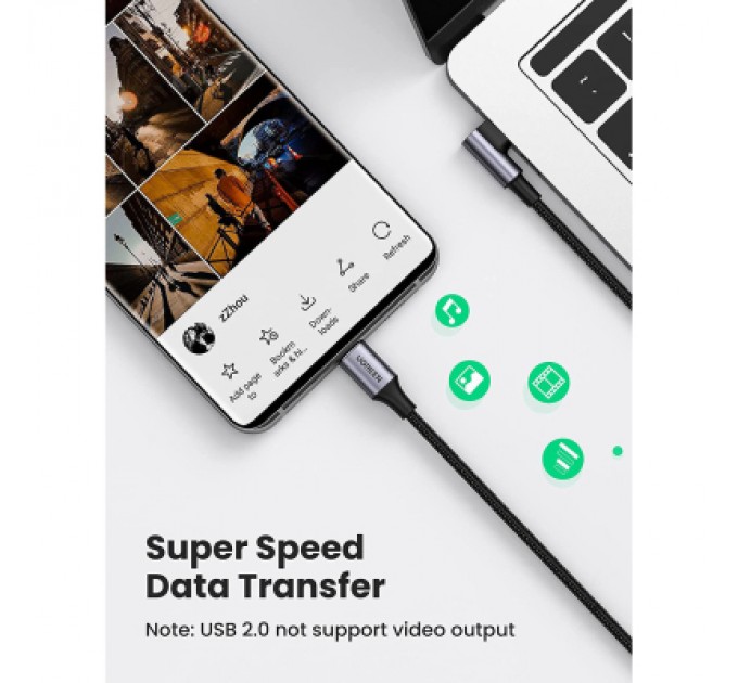 Ugreen Дата кабель USB-C 2.0 to USB-C 1.0m 90° corner US334 black Ugreen (70643)