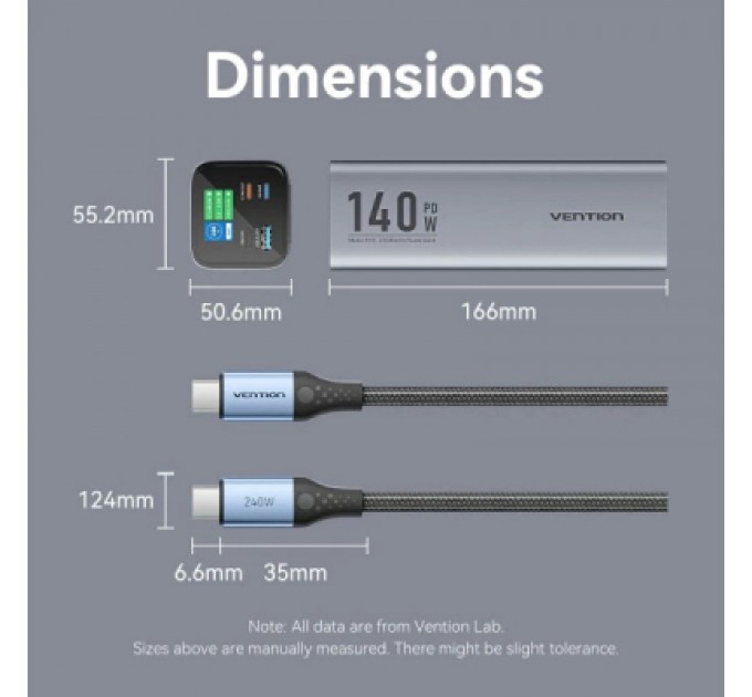 Vention Батарея універсальна Vention 27000mAh 140W 5A PD, QC/3.0, 2xUSB-C, USB-A, LED Display, Gray (FHVH0)