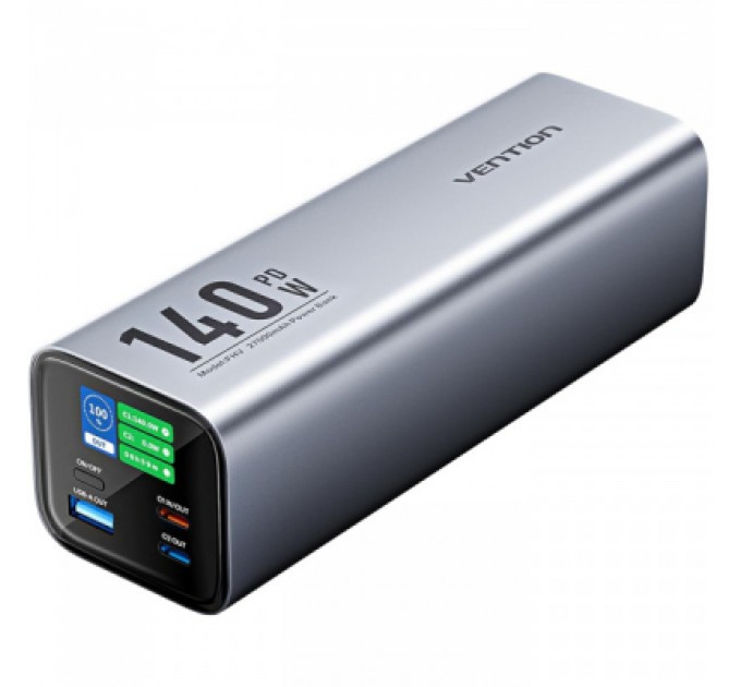 Vention Батарея універсальна Vention 27000mAh 140W 5A PD, QC/3.0, 2xUSB-C, USB-A, LED Display, Gray (FHVH0)