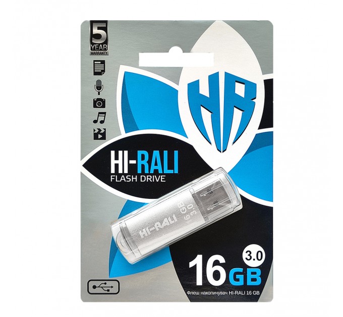 Hi-Rali Флеш-накопичувач USB3.0 16GB Hi-Rali Rocket Series Silver (HI-16GB3VCSL)