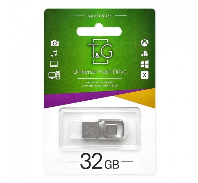 T&G Флеш-накопичувач USB 2.0 32GB Type-C T&G 104 Metal Series Silver (TG104TC-32G)