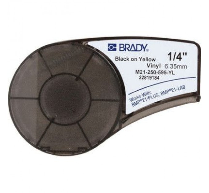Brady Стрічка для принтера етикеток Brady M21-250-595-YL, vinyl, 6.35mm/6.4m. Black on Yellow (M21-250-595-YL)