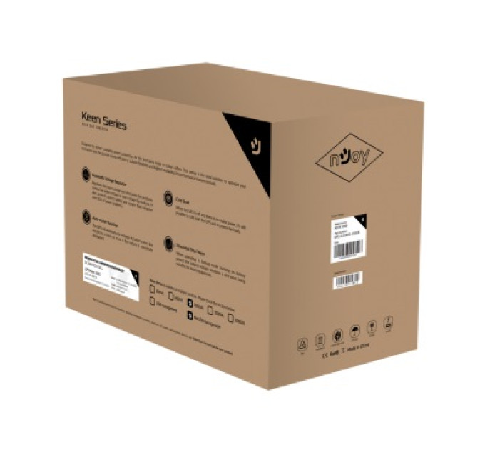 nJoy Джерело безперебійного живлення NJOY Keen 1000 (UPLI-LI100KU-CG01B), Lin.int., AVR, 4 x евро, USB, пластик