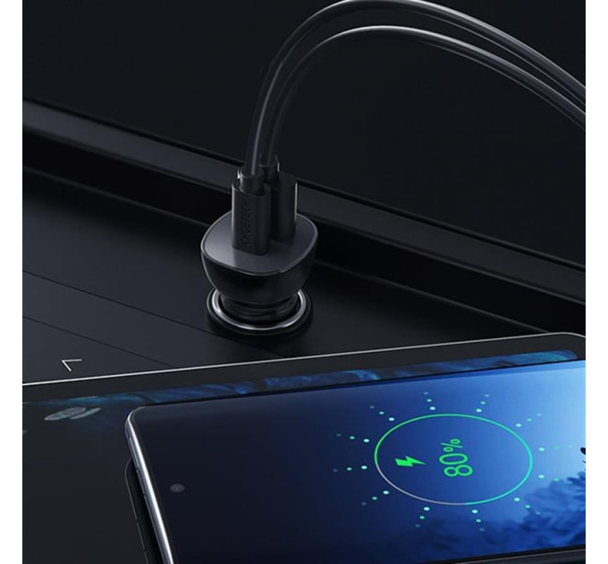 Choetech Автомобильное зарядное устройство Choetech (1USB Type C; 1USB) 38W PD3.0 QC3.0 Black (TC0005)