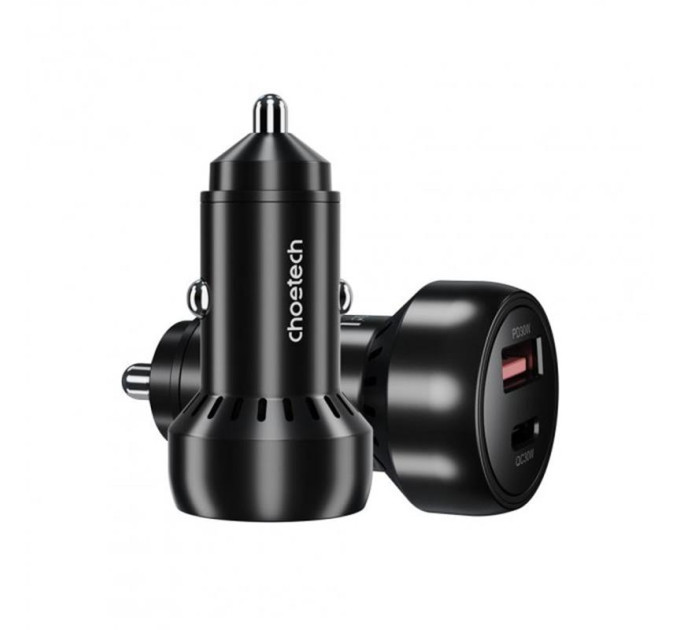 Choetech Автомобильное зарядное устройство Choetech (1USB Type C; 1USB) 60W PD3.0 QC3.0 Black (TC0014)