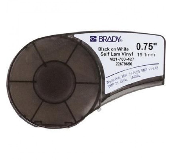 Brady Стрічка для принтера етикеток Brady Self-laminating Vinyl, 2 - 3 мм., Black on White (M21-750-427)