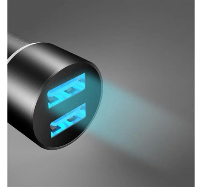 SkyDolphin Автомобільний зарядний пристрій SkyDolphin SZ02 Aluminium (2USB, 2.4A) Black (AZP-000074)