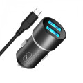SkyDolphin Автомобильное зарядное устройство SkyDolphin SZ02V Aluminium (2USB, 2.4A) Black (AZP-000073) + кабель microUSB