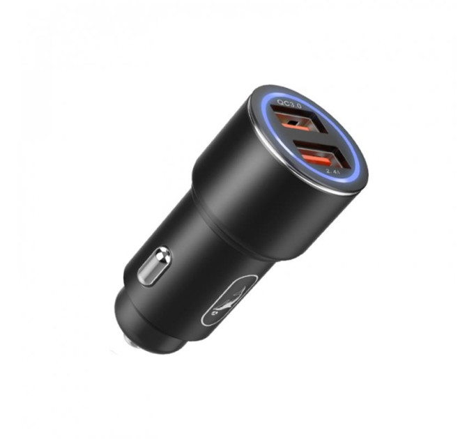 SkyDolphin Автомобильное зарядное устройство SkyDolphin SZ15 Aluminium QC3.0 (2USB, 2.4A) Black (AZP-000087)