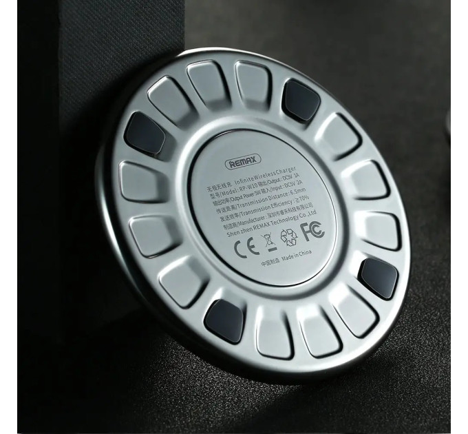 Remax Беспроводное зарядное устройство Remax RP-W10 Infinite Wireless Silver (6954851286141)