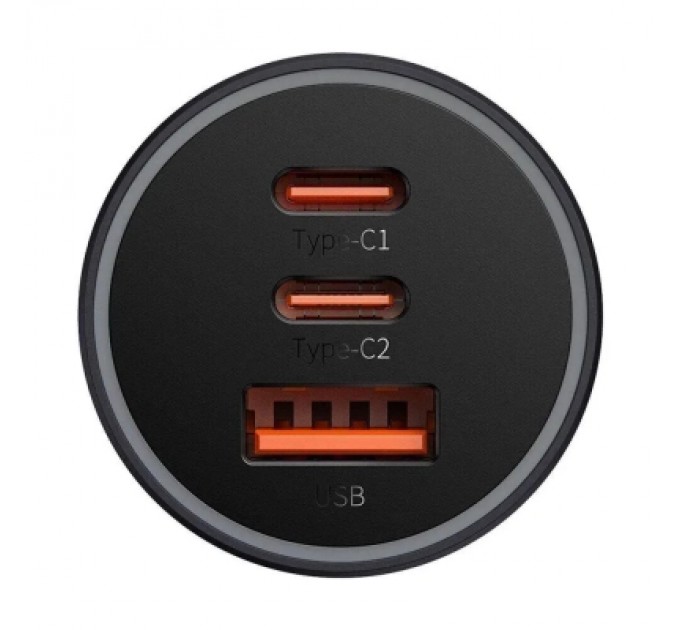 Baseus Зарядний пристрій Baseus 1xUSB + 2xUSB-C 65W Golden Contactor Pro dark gray (CGJP010013)