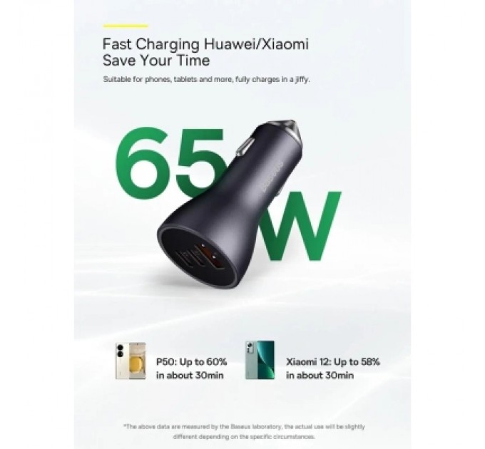 Baseus Зарядний пристрій Baseus 1xUSB + 2xUSB-C 65W Golden Contactor Pro dark gray (CGJP010013)