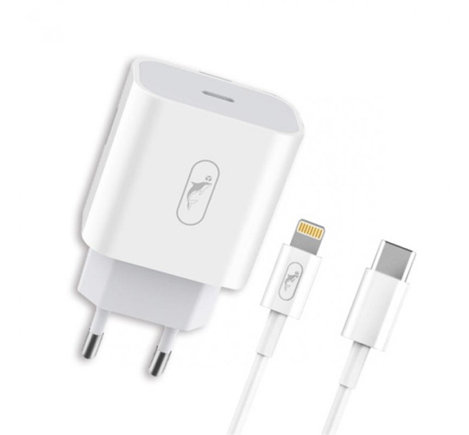SkyDolphin Зарядний пристрій SkyDolphin SC18EL PD2.0 (1USB-С, 3A) White (MZP-000156) + кабель Lightning