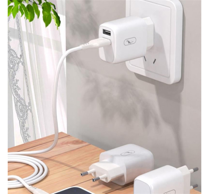 SkyDolphin Зарядное устройство SkyDolphin SC22EBL (2USB, 2.1A) White (MZP-000162) + кабель Lightning