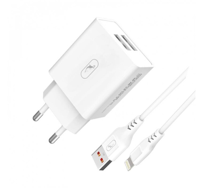 SkyDolphin Зарядное устройство SkyDolphin SC30L (2USB, 2.1A) White (MZP-000112) + кабель Lightning