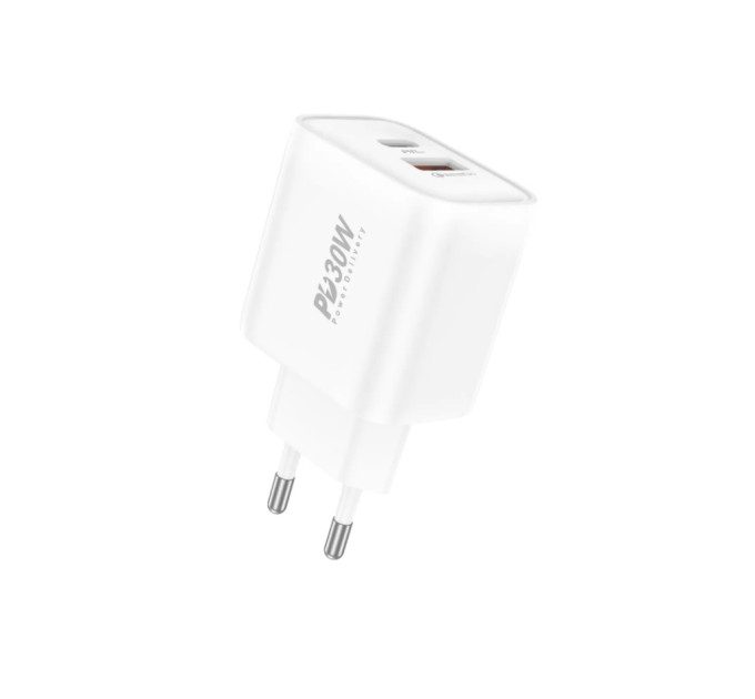 Foneng Мережевий зарядний пристрій Foneng EU52-CH PD 30W (1xUSB, 1xType-C) White
