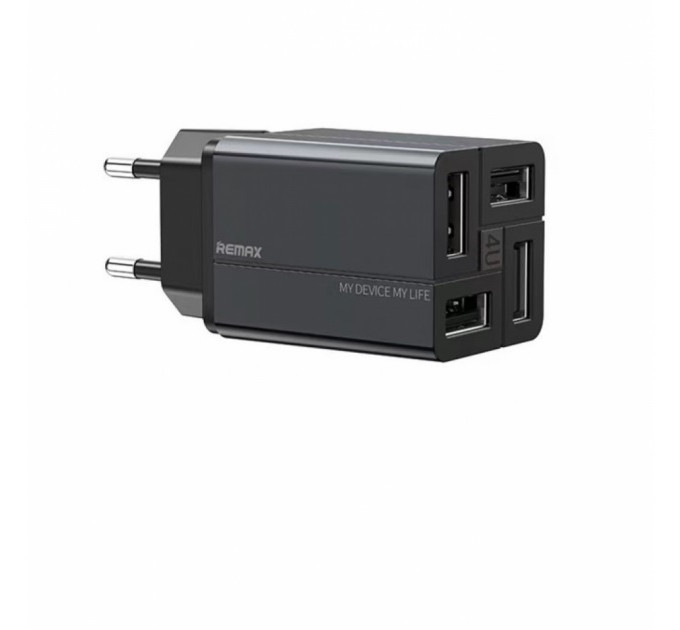 Remax Сетевое зарядное устройство Remax RP-U43 Wanfu (EU) (4USB 3.4А) Black (6972174153667)