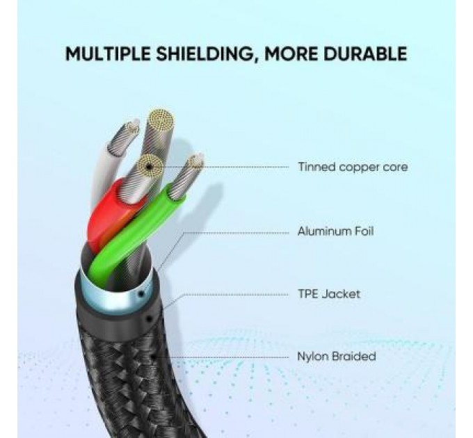 Ugreen Дата кабель USB 2.0 AM to Type-C 2.0m US288 Aluminum Braid Black Ugreen (60128)