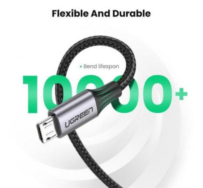 Ugreen Дата кабель USB 2.0 AM to Micro 5P 1.0m US290 Aluminum Braid Black Ugreen (60146)