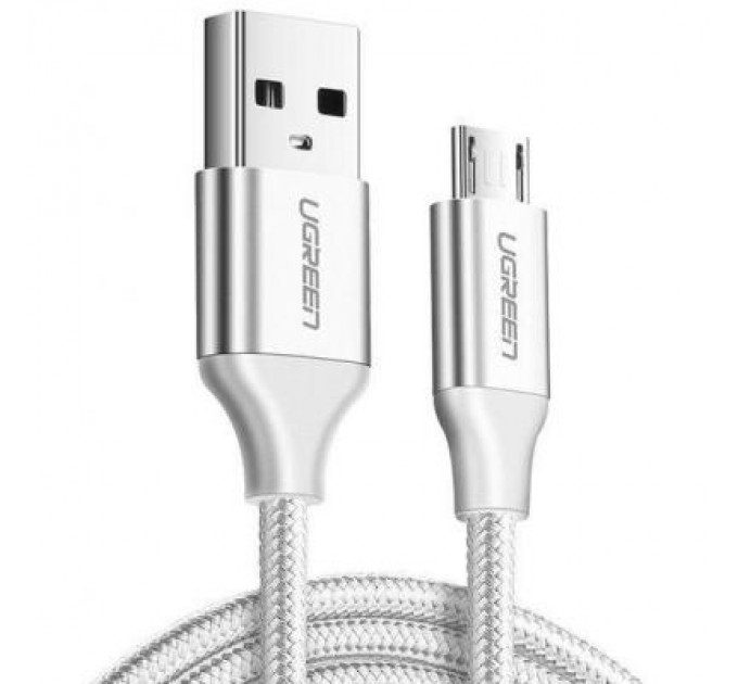 Ugreen Дата кабель USB 2.0 AM to Micro 5P 1.0m US290 Aluminum Braid White Ugreen (60151)