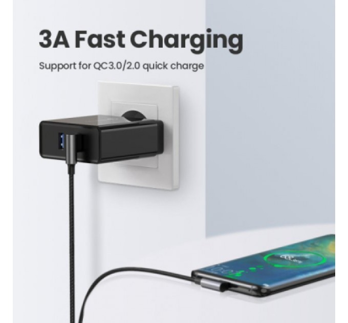 Ugreen Дата кабель USB 2.0 AM to Type-C 1.0m US176 Both Angled 3A (Black) Ugreen (20856)