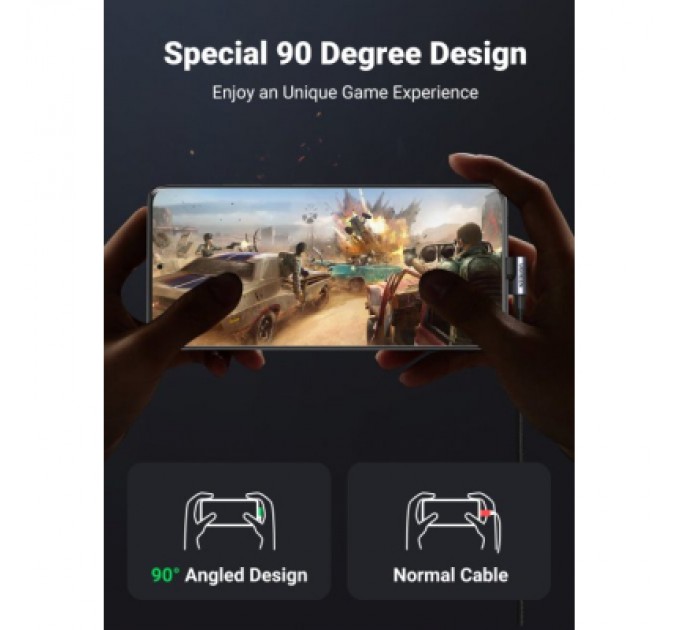 Ugreen Дата кабель USB 2.0 AM to Type-C 1.0m US176 Both Angled 3A (Black) Ugreen (20856)