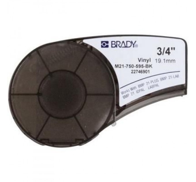 Brady Стрічка для принтера етикеток Brady вініл, 19.05mm/6.4m. білий на чорному (M21-750-595-BK)