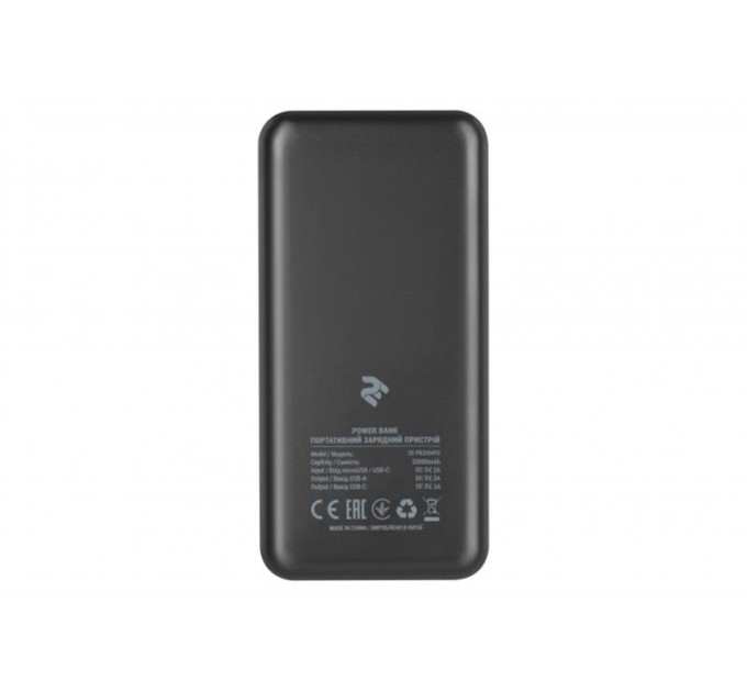 2E Универсальная мобильная батарея 2E PD+QC 3.0 20000mAh Black (2E-PB2004PD-BLACK)