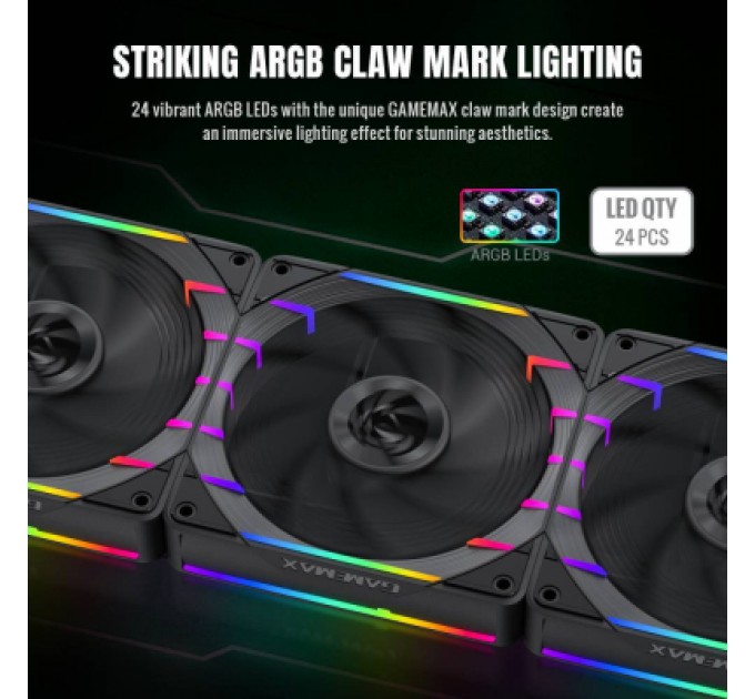 Gamemax Кулер до корпусу Gamemax Tornado T12 ARGB