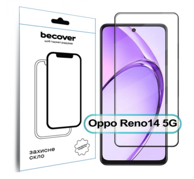 BeCover Скло захисне BeCover Oppo Reno14 5G Black (713933)